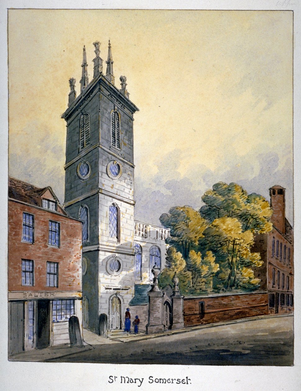 Kostel St Mary Somerset, City of London, c1815 od William Pearson