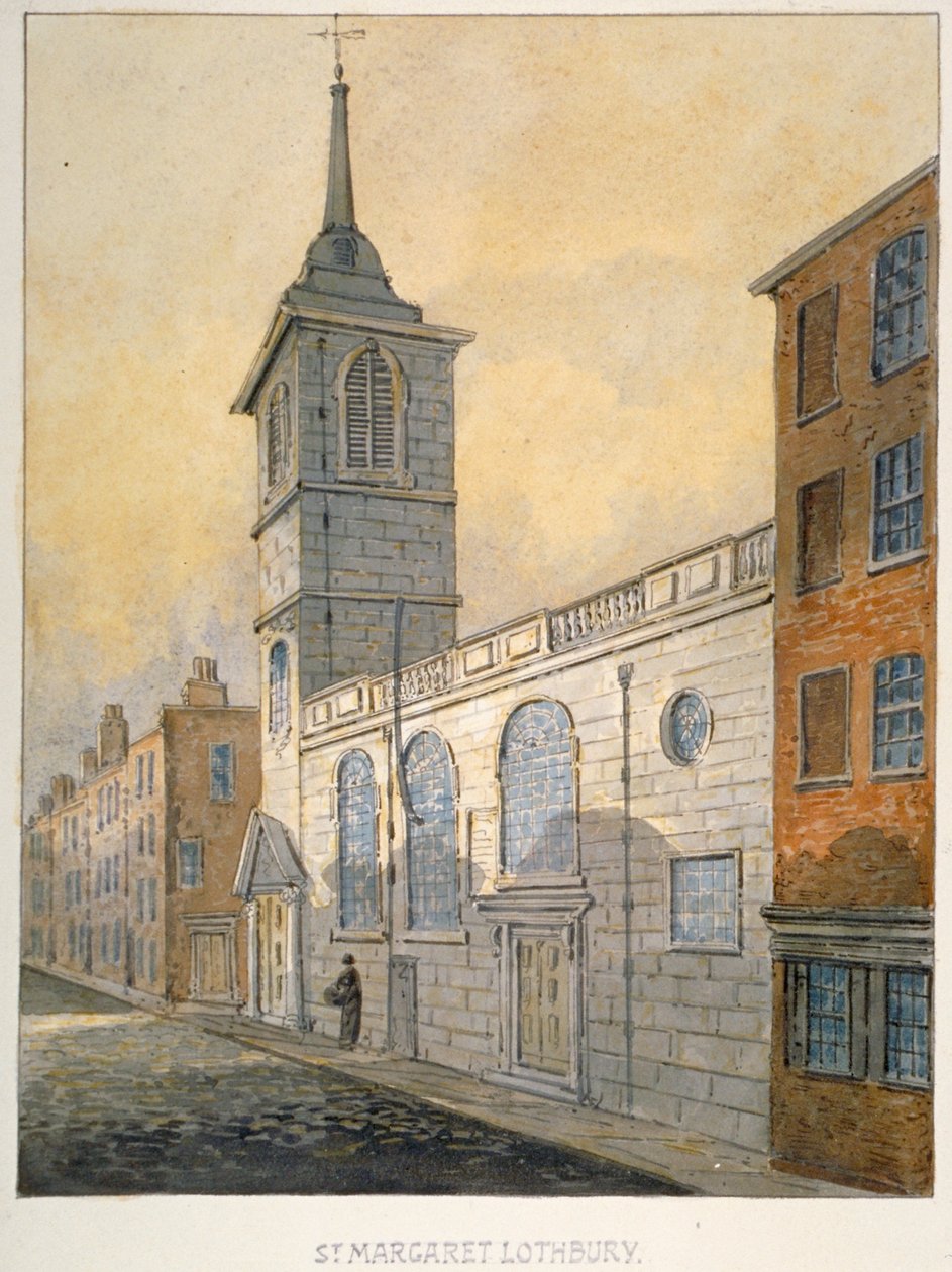 Jihovýchodní pohled na kostel St Margaret Lothbury, City of London, 1815. od William Pearson