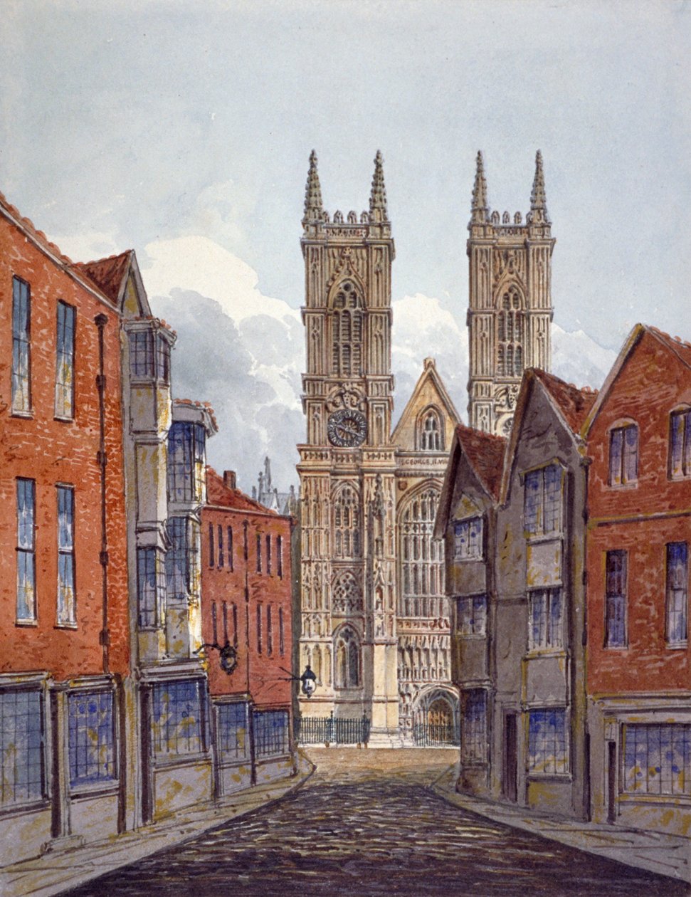 Pohled na západní konec Westminsterského opatství při pohledu z Tothill Street, Londýn, c1815 od William Pearson