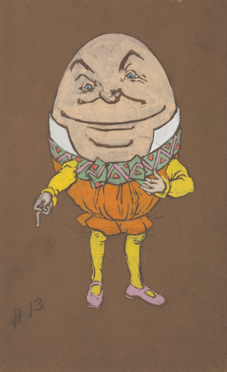 Kostýmní návrh Humpty Dumpty pro Alenku v říši divů, 1915. od William Penhallow Henderson