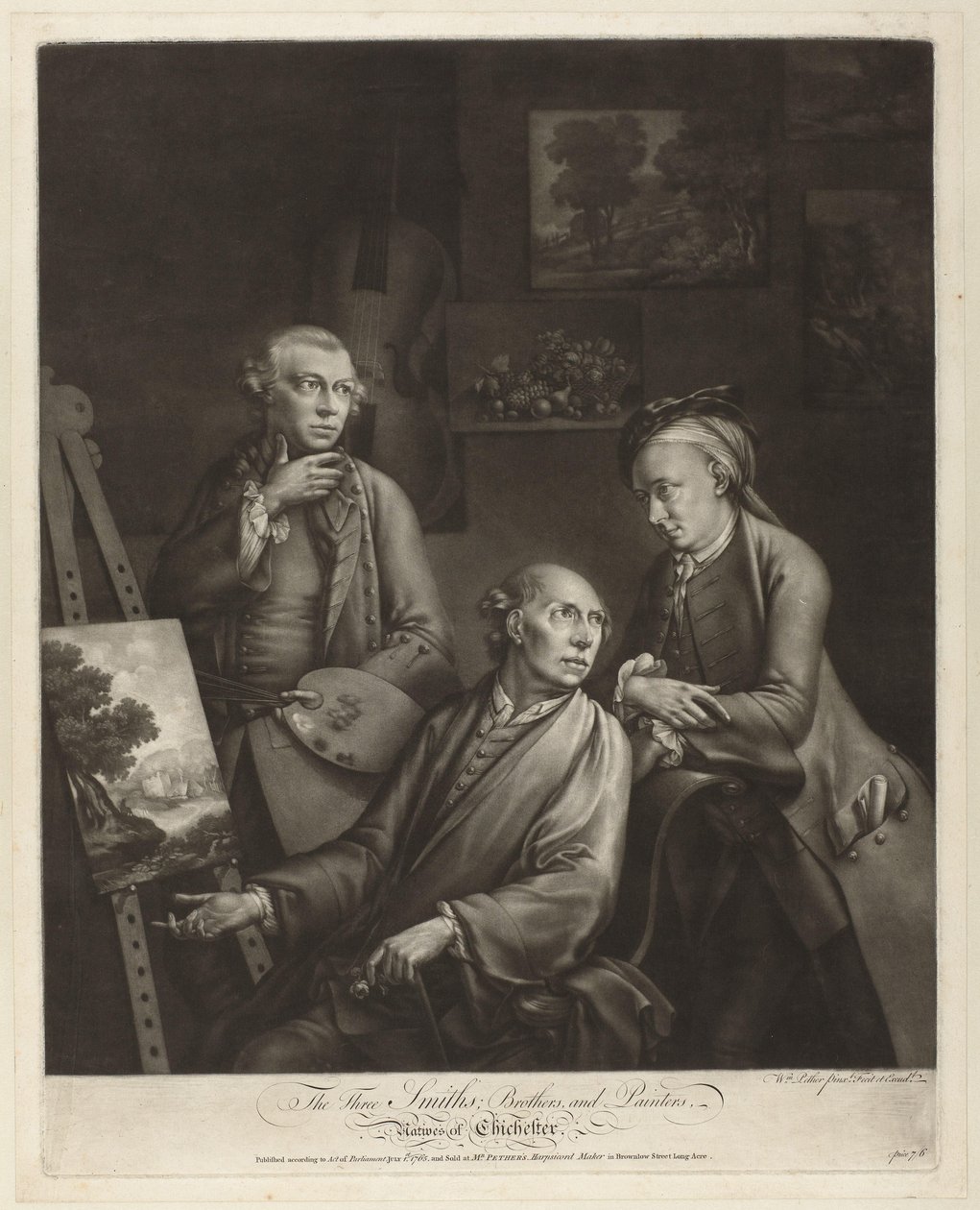 Portret van William, John a George Smith z Chichesteru Tři kováři; Bratři a malíři, rodáci z Chichesteru (název na objektu) od William Pether