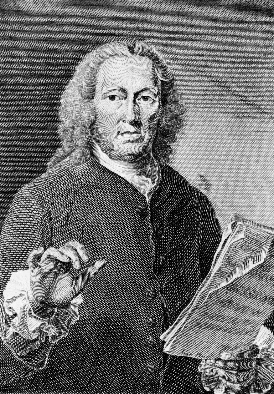 Richard Leveridge, kolem 1760 (mezzotinta) od William Pether