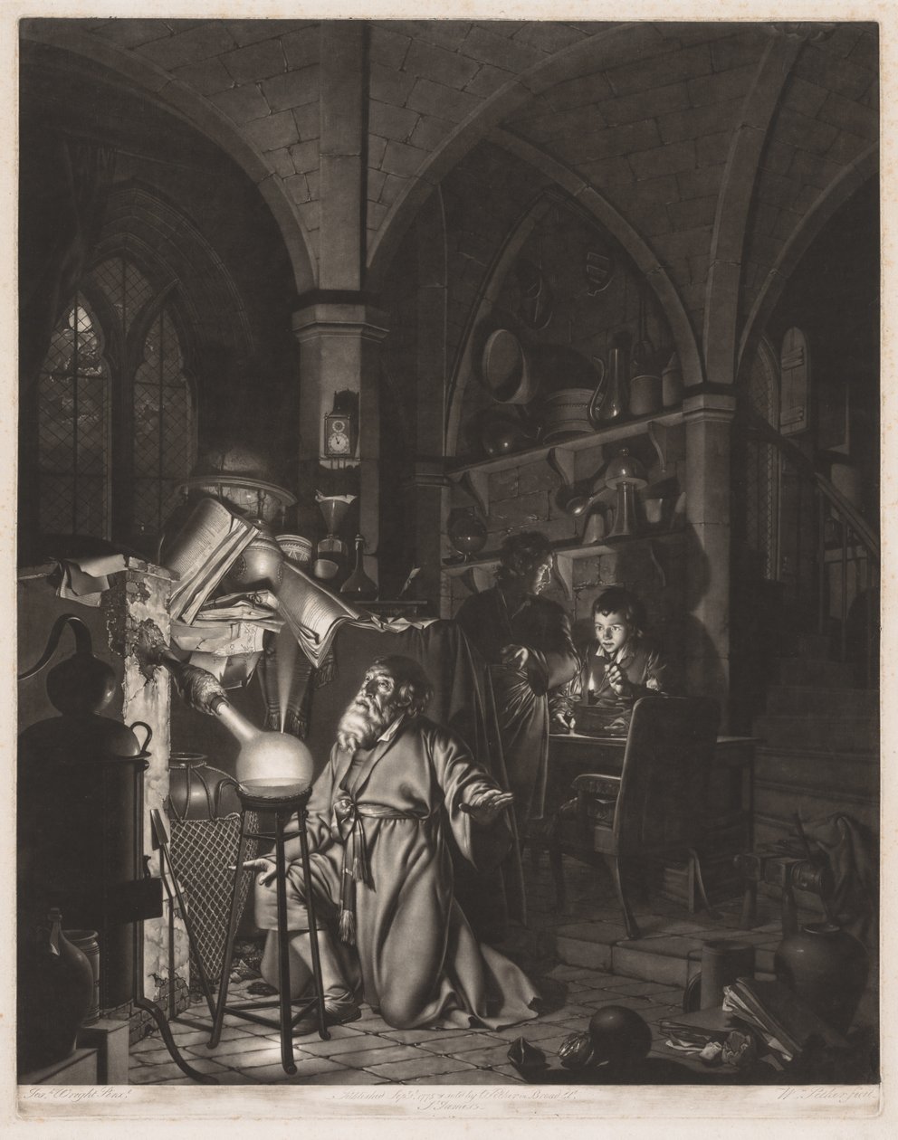 Alchymista při hledání kamene mudrců objevuje fosfor a modlí se..., 1775. od William Pether