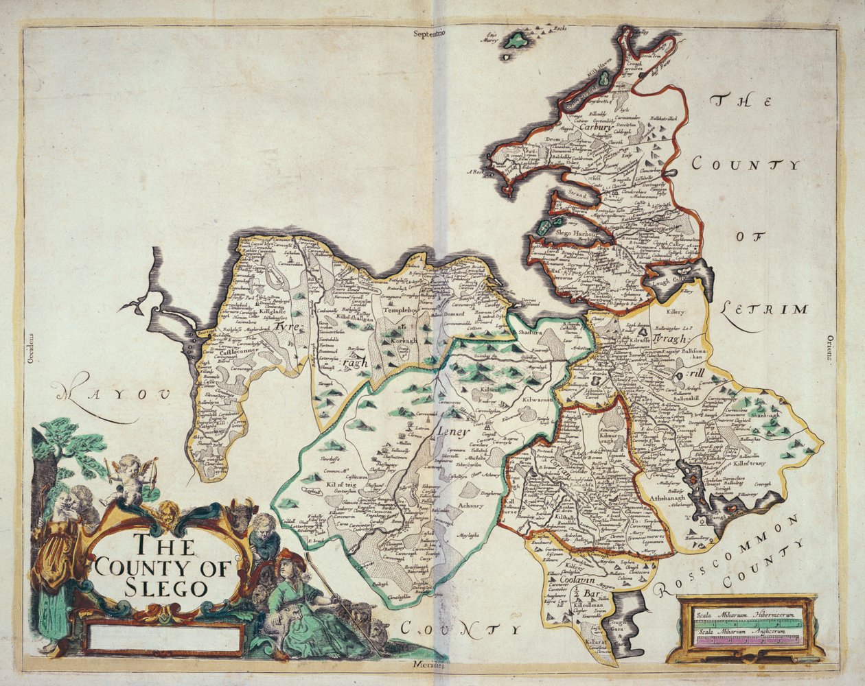 County of Slego, z ‚Hiberniae Delineatio‘, ‚Down Survey‘, 1685 (ručně kolorovaná rytina) od William Petty