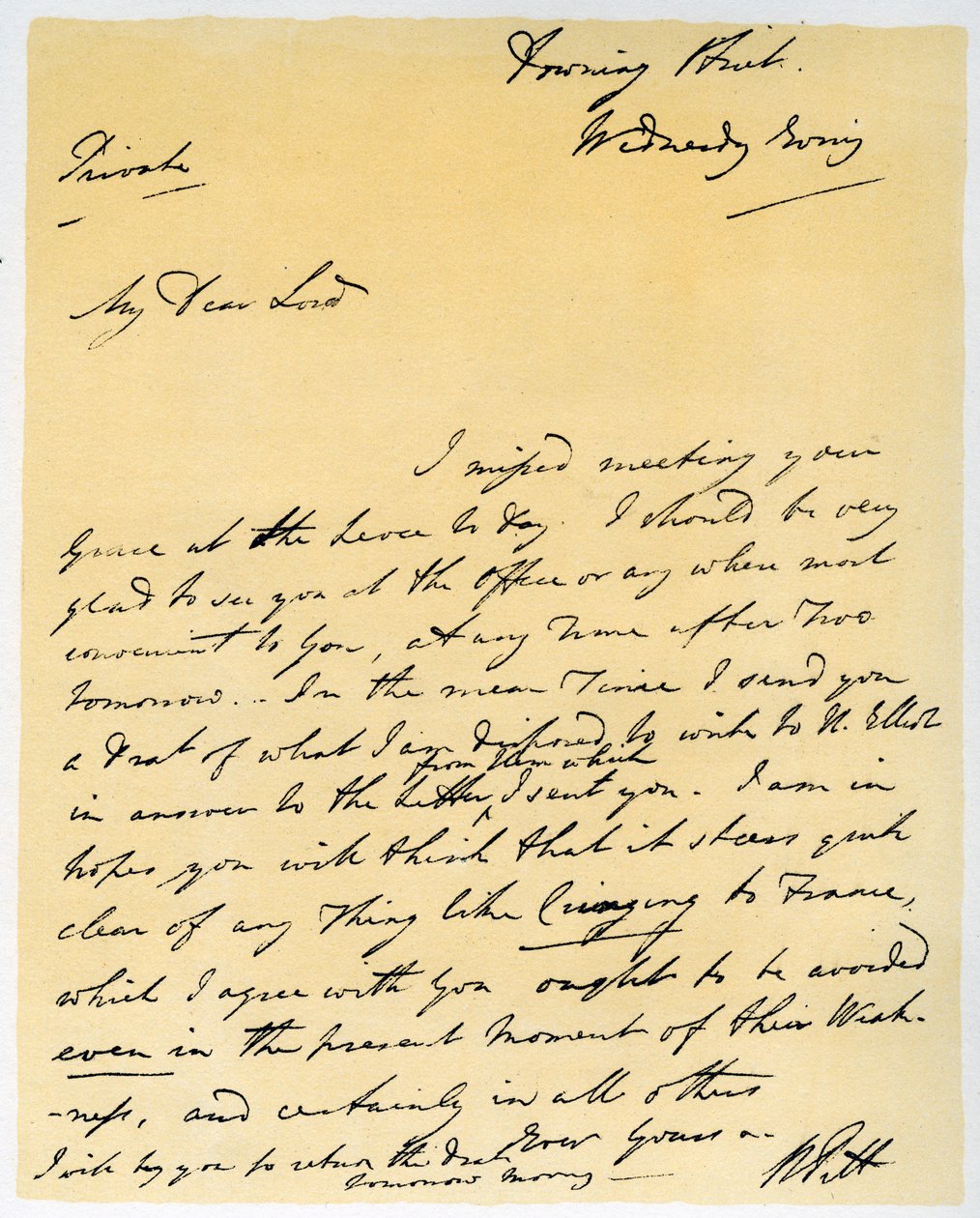 Dopis od Williama Pitta mladšího, říjen 1790. od William Pitt
