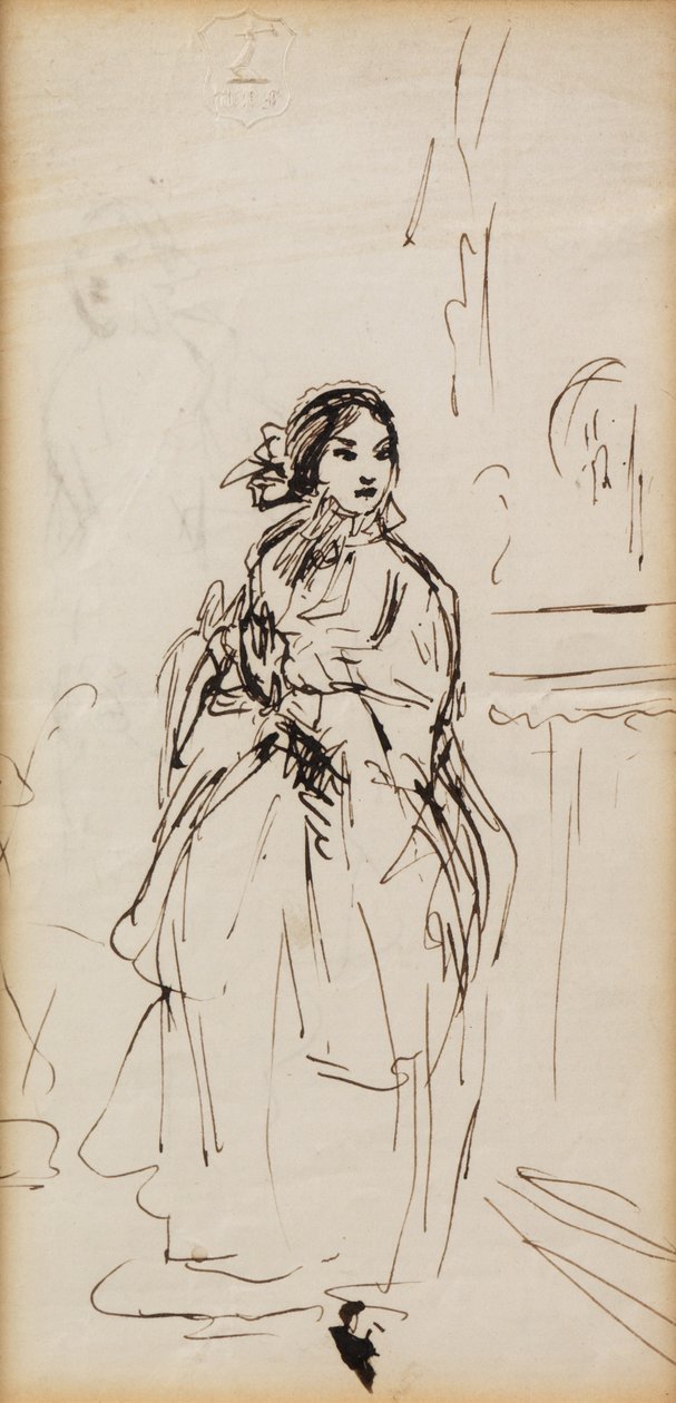Spěchající dívka (pero a inkoust) od William Powell Frith