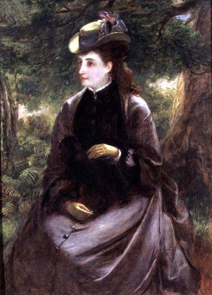 Portrét dámy odpočívá se svým psem od William Powell Frith