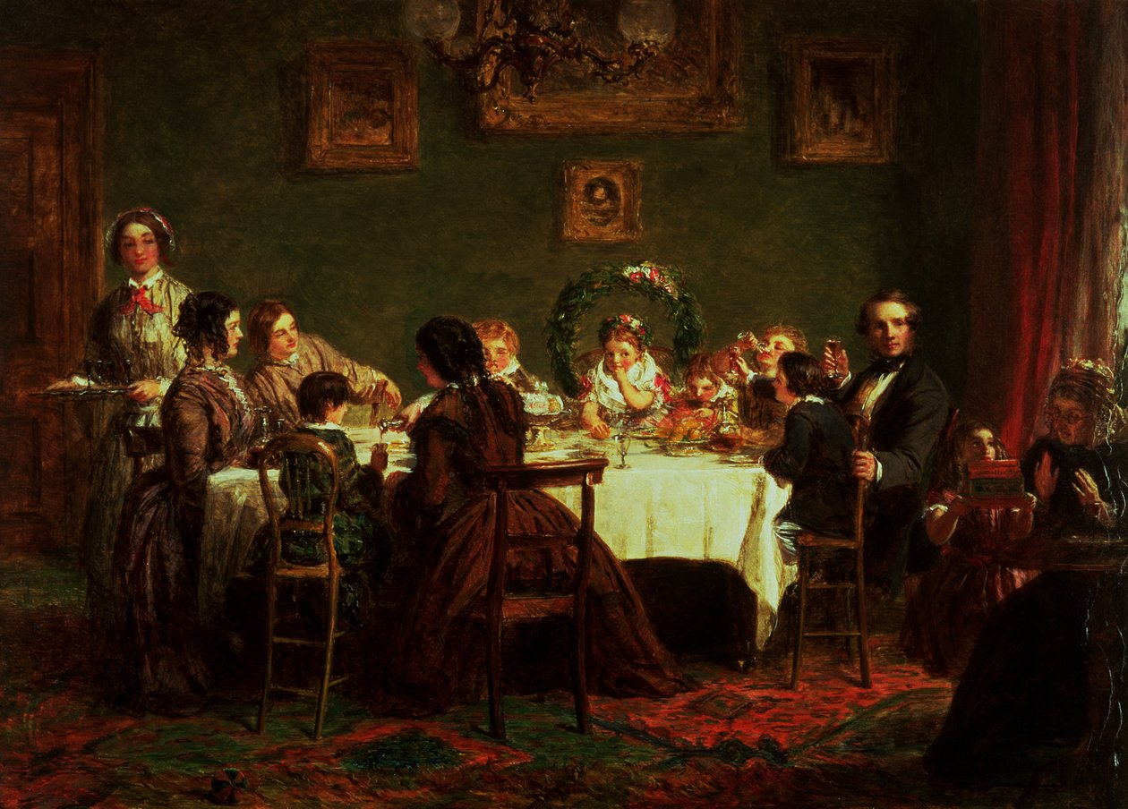 Náčrt pro „Mnoho šťastných návratů dne“ (olej na palubě) (viz také 38250) od William Powell Frith