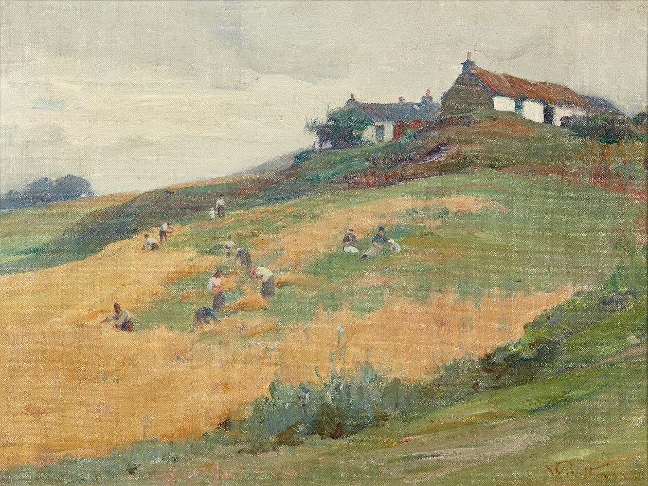 Harvest Workers on a Hill-Side (olej na plátně) od William Pratt