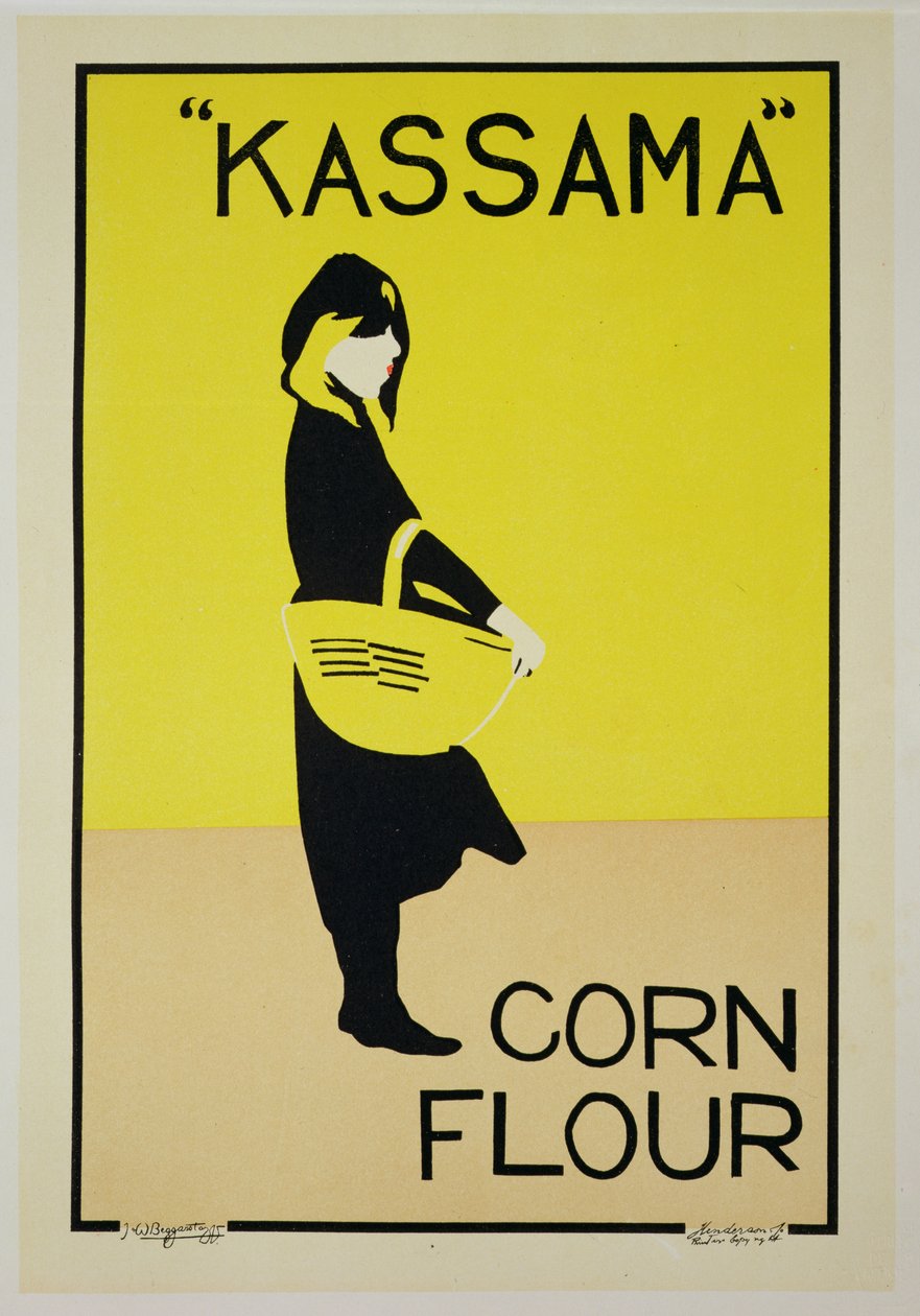 Reprodukce reklamního plakátu „Kukuřičná mouka Kassama“ (barevná litho) od William and Pryde James Nicholson