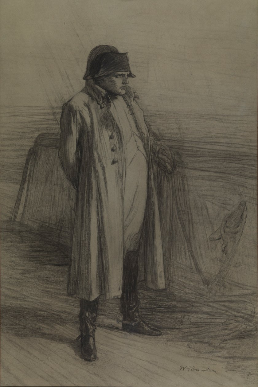Napoleon na palubě lodi Bellerophon, asi 1880 (uhel, černá křída) od William Quiller Orchardson