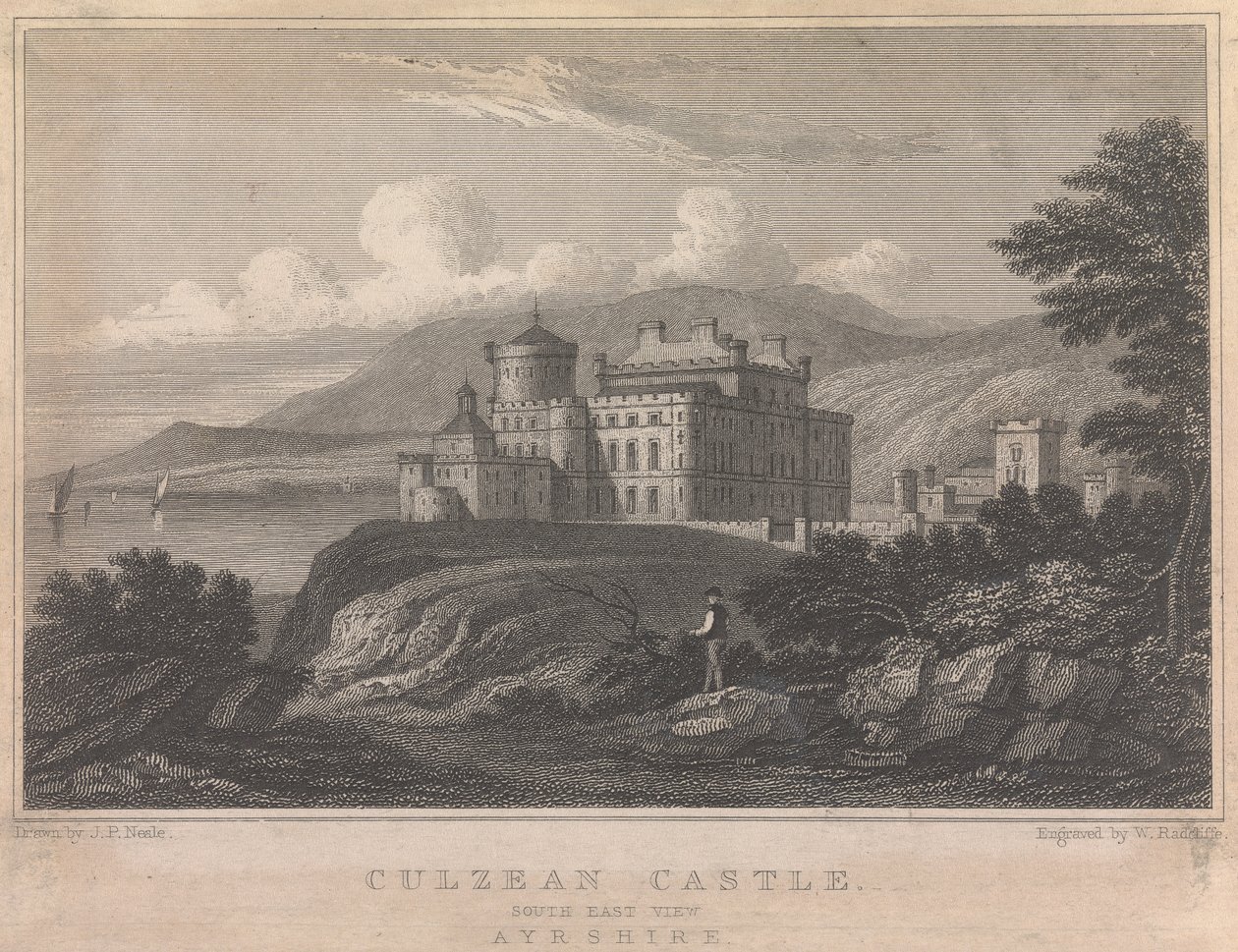 Culzean Castle, South East View, Ayrshire; strana 84 (první díl) od William Radclyffe