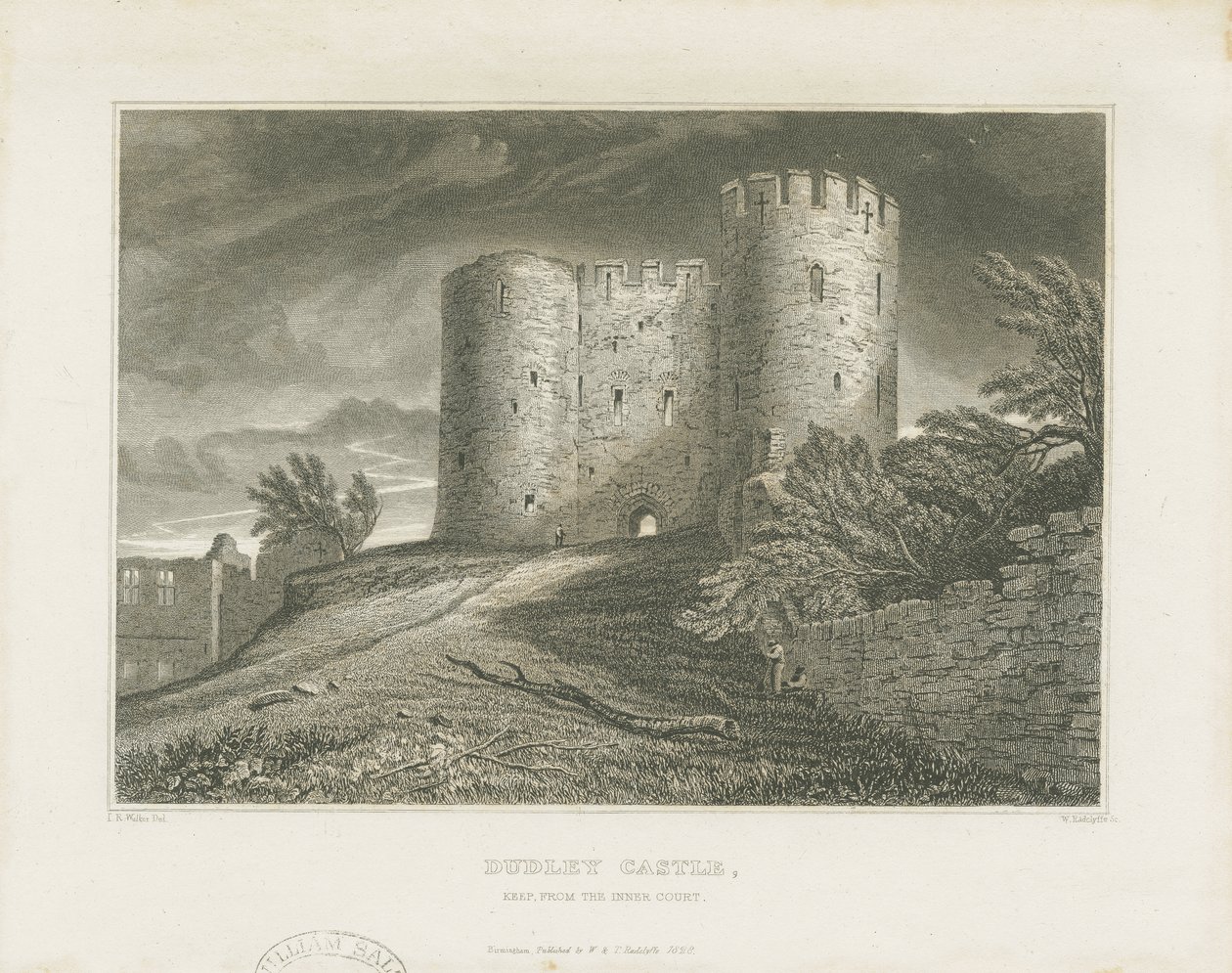 Dudley Castle – The Keep: rytina, nd [c1828] od William Radclyffe