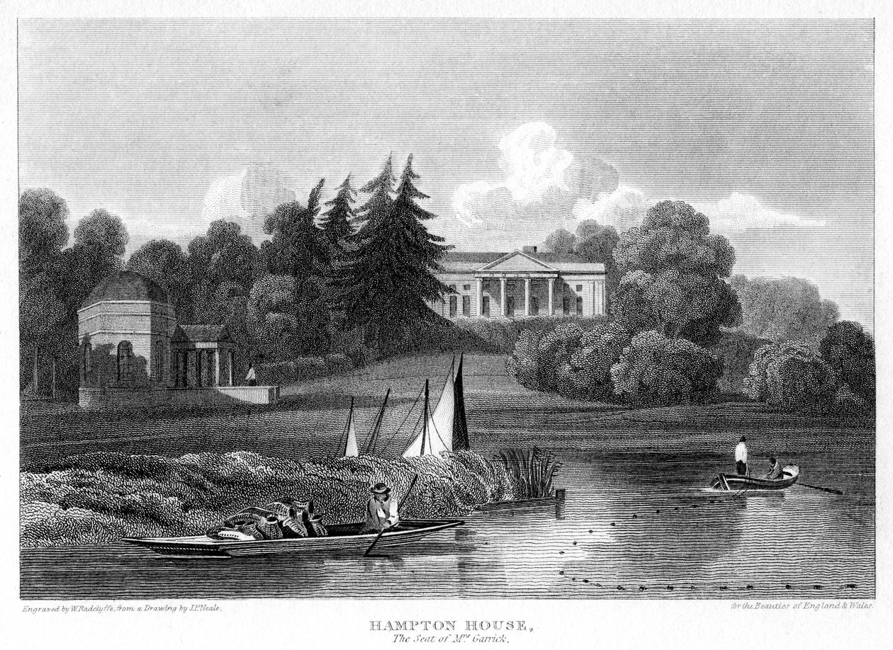 Hampton House, sídlo pana Garricka, Hampton, Richmond upon Thames, Londýn, 1815. od William Radclyffe