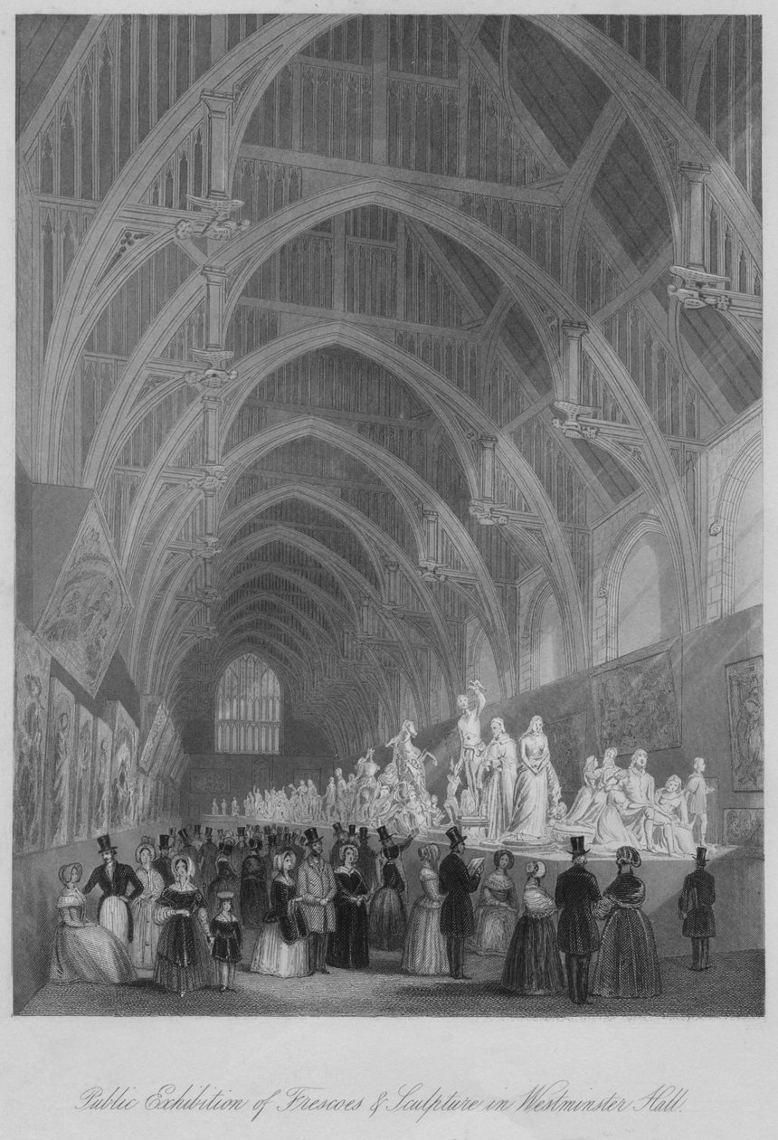 Veřejná výstava fresek a soch ve Westminster Hall, c1841 od William Radclyffe