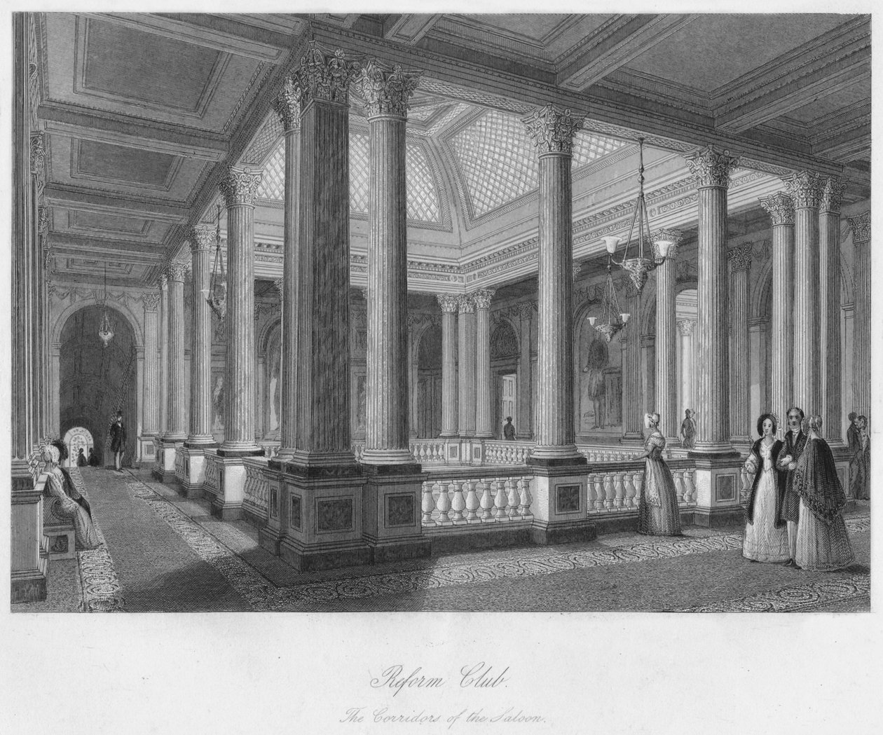 Reformní klub. The Corridors of the Saloon, c1841 od William Radclyffe