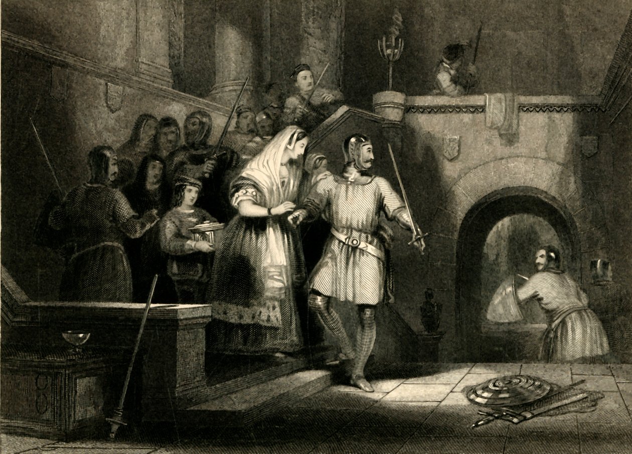 „Záchrana hraběnky De Burgh, z hradu Montgomery“, 1836 od William Radclyffe