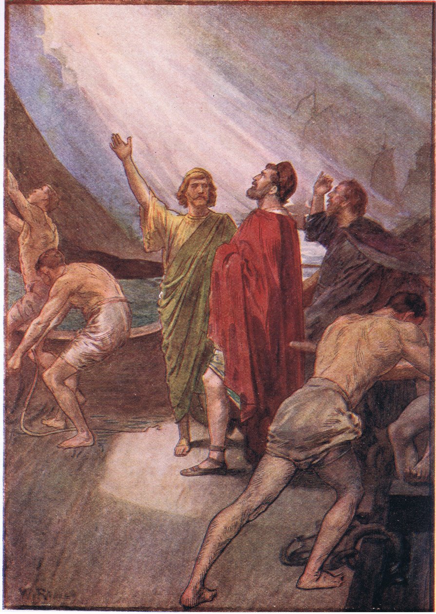 Timoleon vyplouvá na Sicílii, z Plutarch Lives vydané T C & E C Jack Ltd od William Rainey