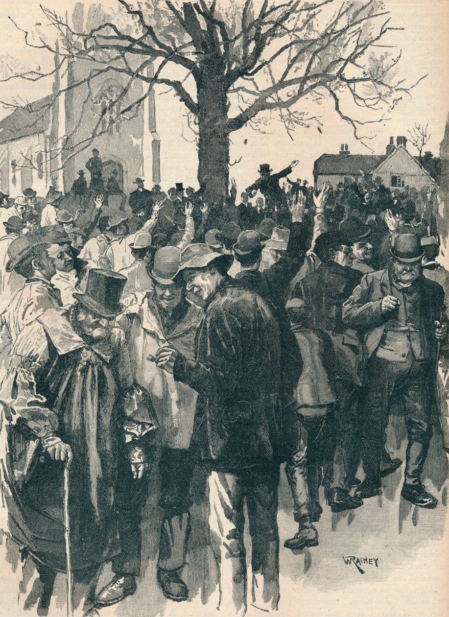 Stávka farmářských dělníků z Warwickshire: setkání ve Whitnash, 1872 1906 od William Rainey