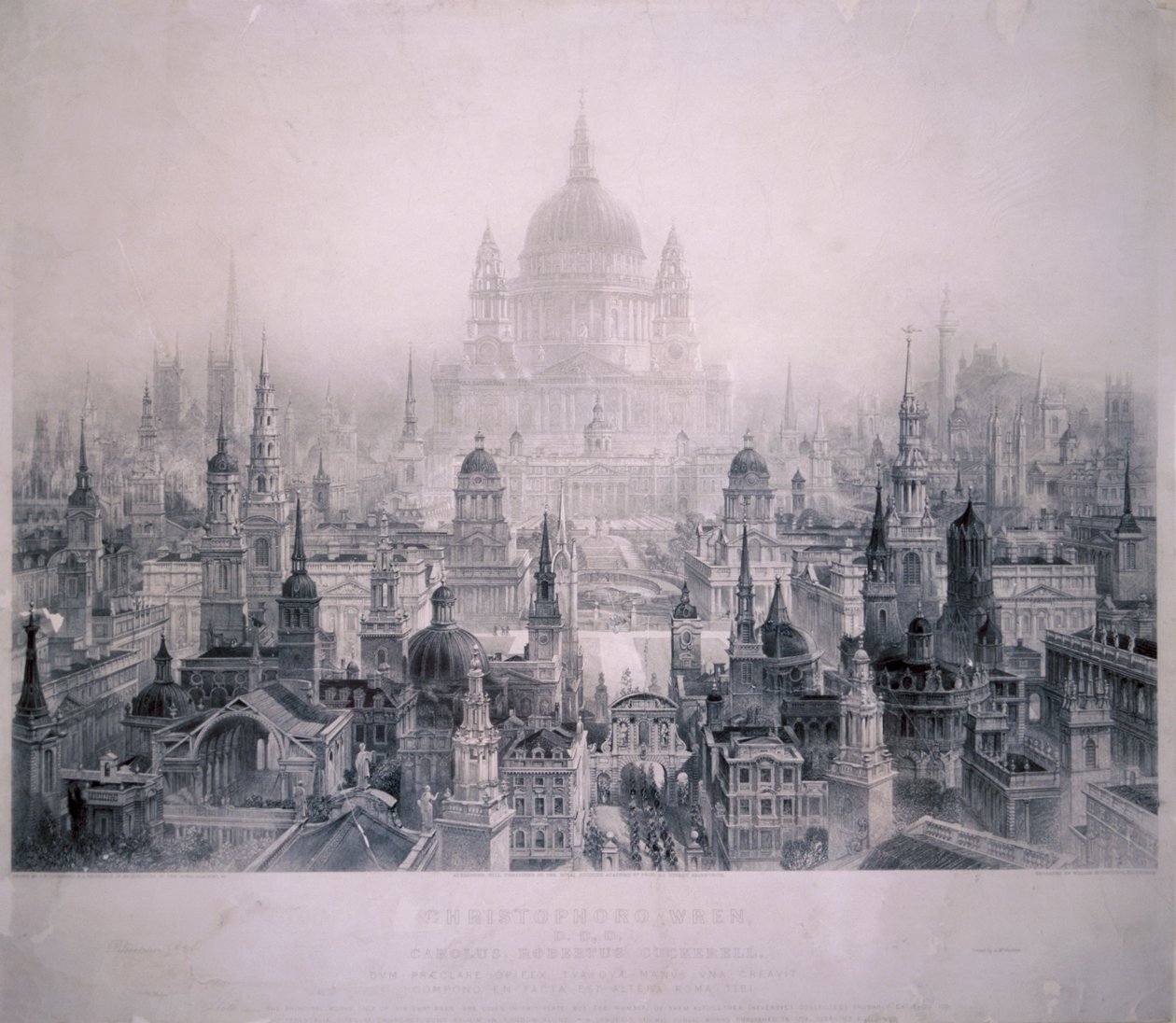 Vysněné město budov Christophera Wrena, 1842 od William Richardson