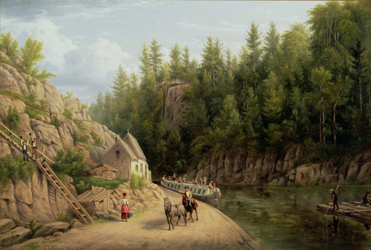 Erie Canal v Little Falls, New York, 1884 od William Rickarby Miller