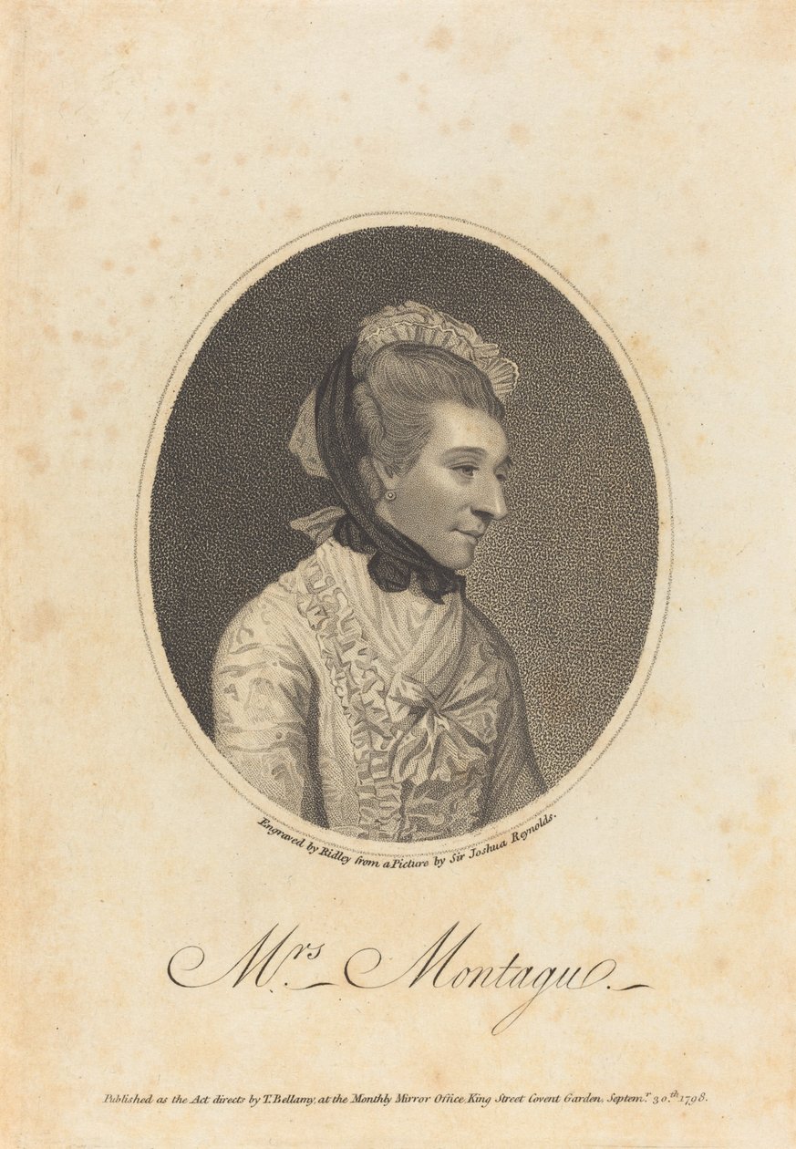 Elizabeth Montagueová od William Ridley after Sir Joshua Reynolds