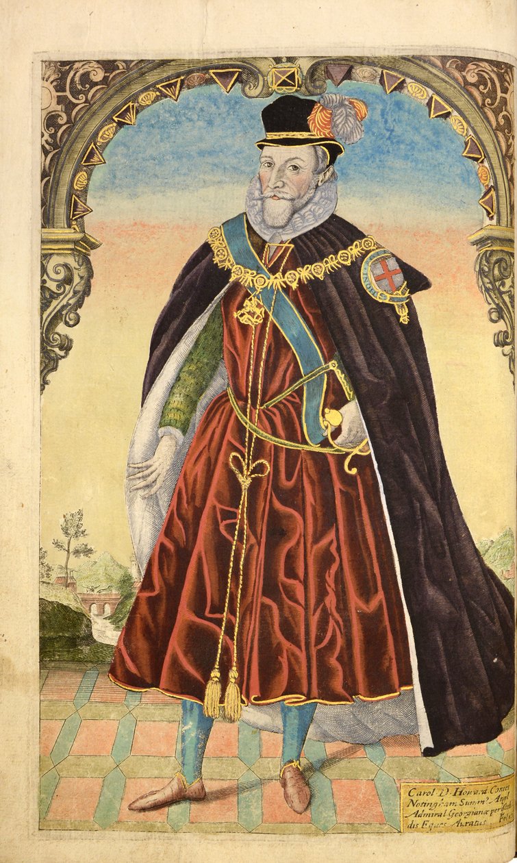 Charles Howard, první hrabě z Nottinghamu, z Honor Military, a Civill, William Segar, hospoda. Robert Barker, Londýn, 1602 (ručně kolorovaná rytina) od William Rogers