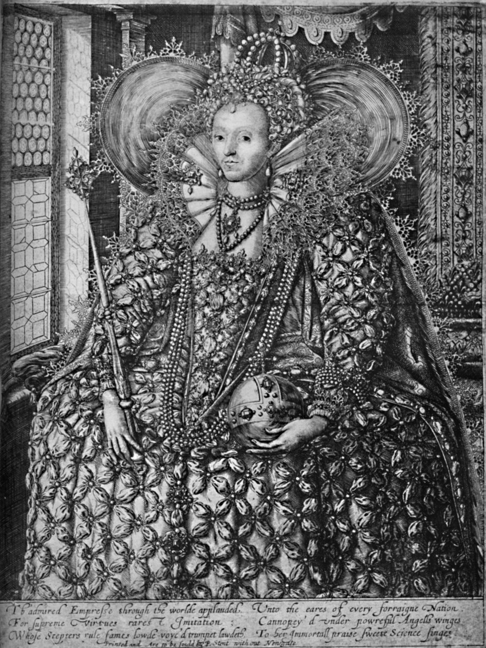 Královna Alžběta stojící v místnosti s mřížovým oknem, c1592 1903 od William Rogers