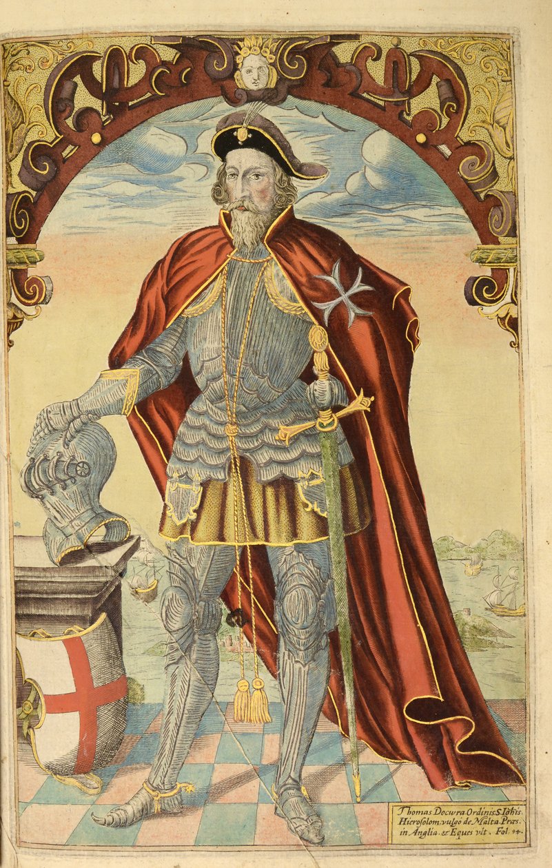 Sir Thomas Docwra, z nHonor Military, a Civill, William Segar, hospoda. Robert Barker, Londýn, 1602 (ručně kolorovaná rytina) od William Rogers