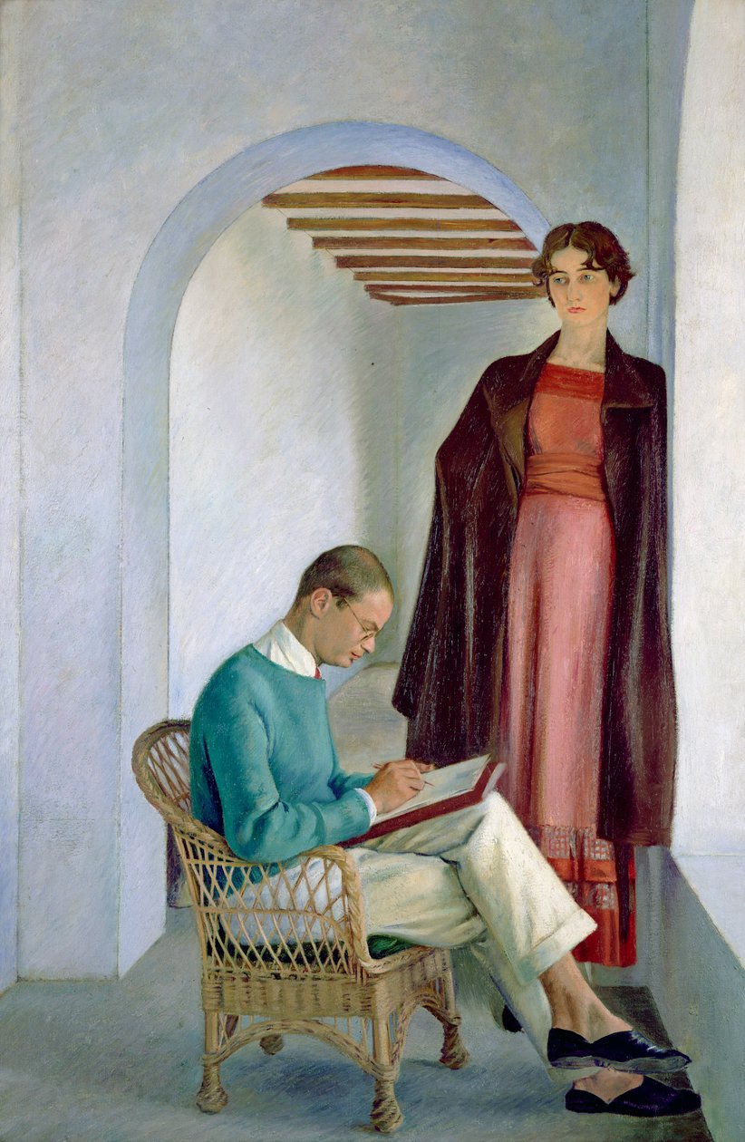 Umělcův syn a jeho žena aneb dvě postavy v interiéru, cca 1930-35 (olej na plátně) od William Rothenstein