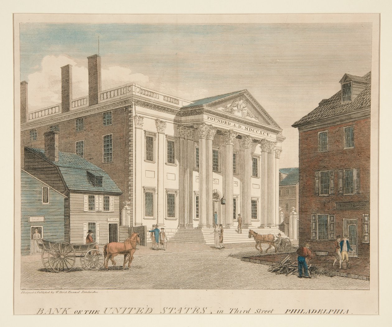 Bank of the United States, ve Third Street Philadelphia od William Russell Birch