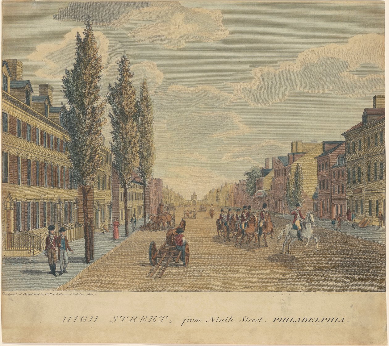High Street, z Deváté ulice, Philadelphia od William Russell Birch