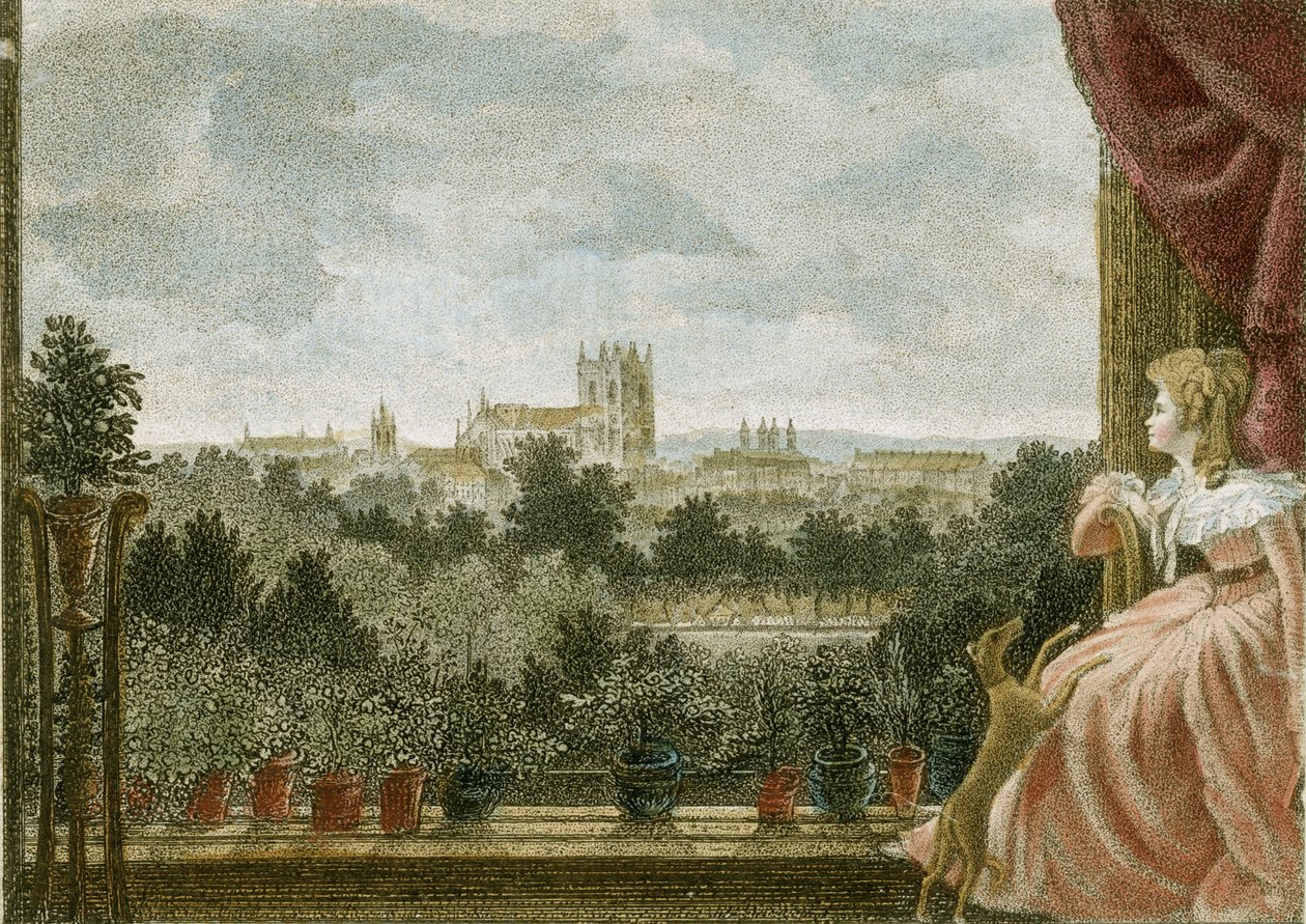 Mrs Cosway, Schomberg House, 80-82 Pall Mall, Lontoo, Iso-Britannia (värikaiverrus) od William Russell Birch