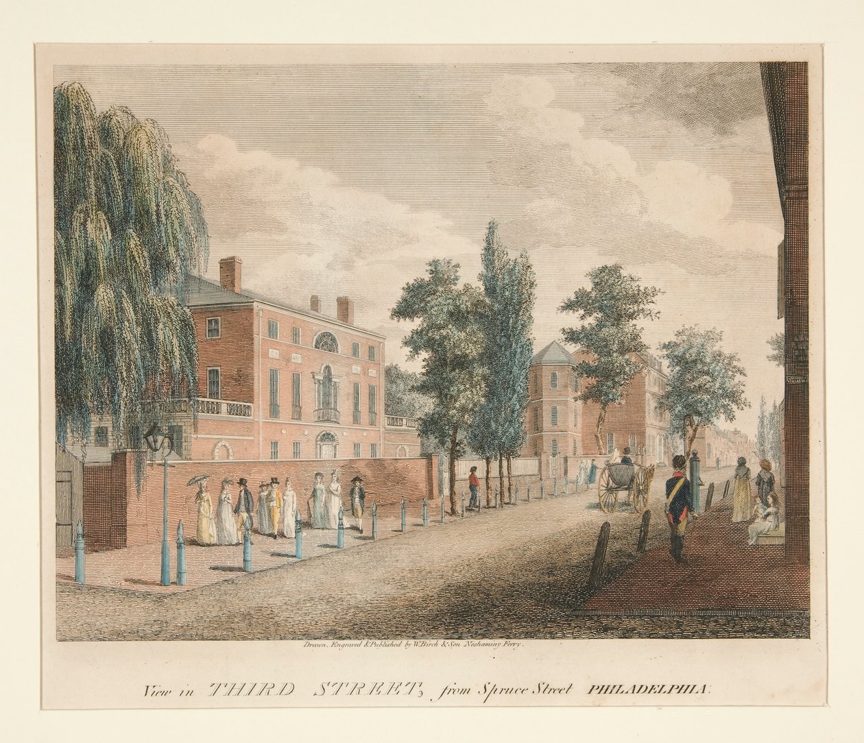 Pohled na Třetí ulici, ze Spruce Street Philadelphia od William Russell Birch