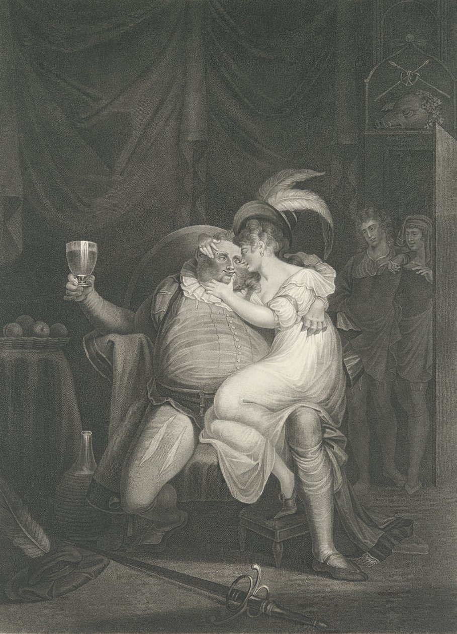 Doll Tearsheet, Falstaff, Henry a Poins Shakespeare, Kin..., poprvé publikováno 1795, znovu vydáno 1852. od William Satchwell Leney