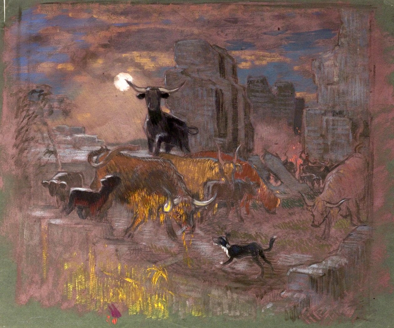 Studie pro Highland Raiders. c.1918 (olej na papíře) od William Shackleton
