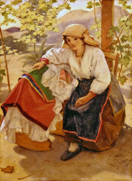 Matka a dítě (olej na palubě) od William Shakespeare Burton