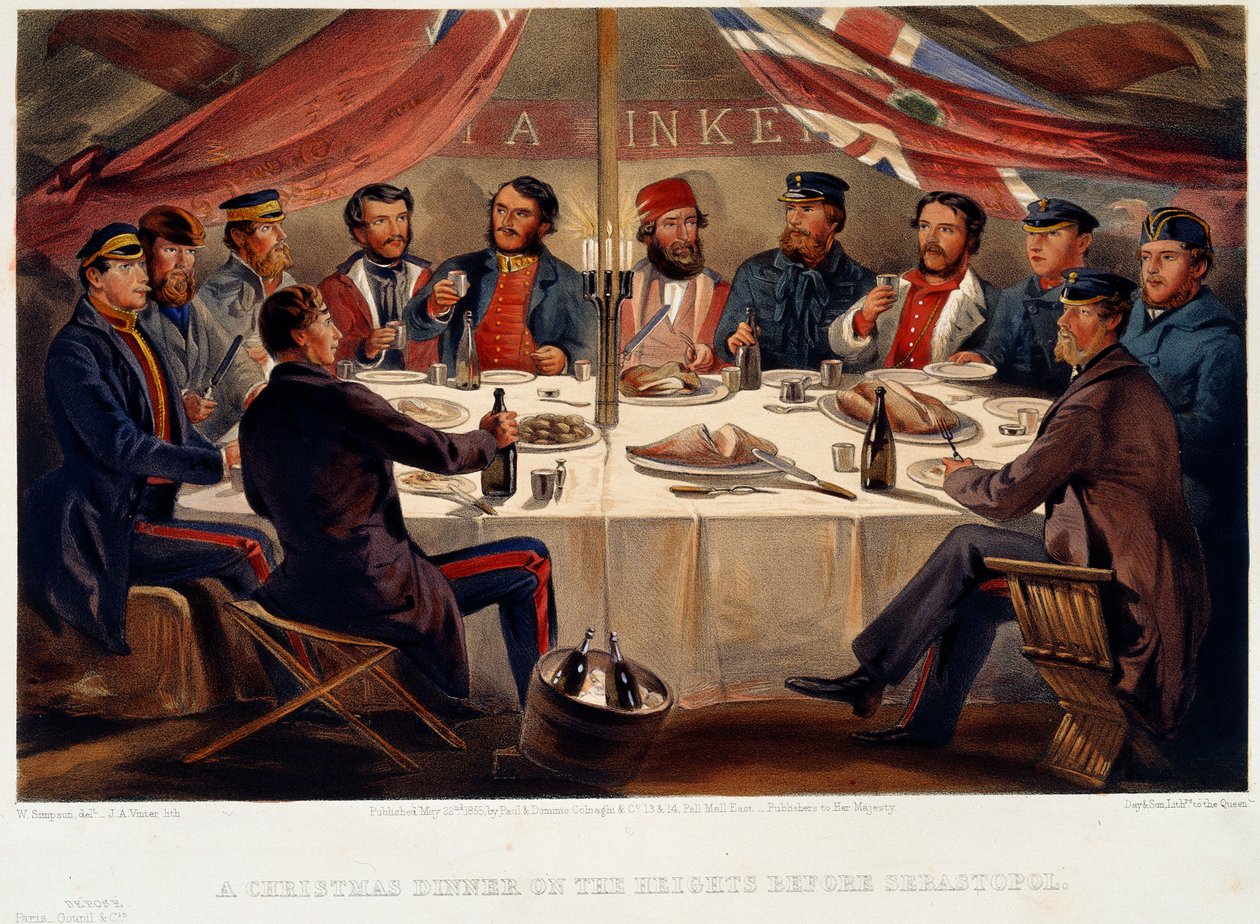 Vánoční večeře na výšinách před Sevastopolem, 1855 od William Crimea Simpson