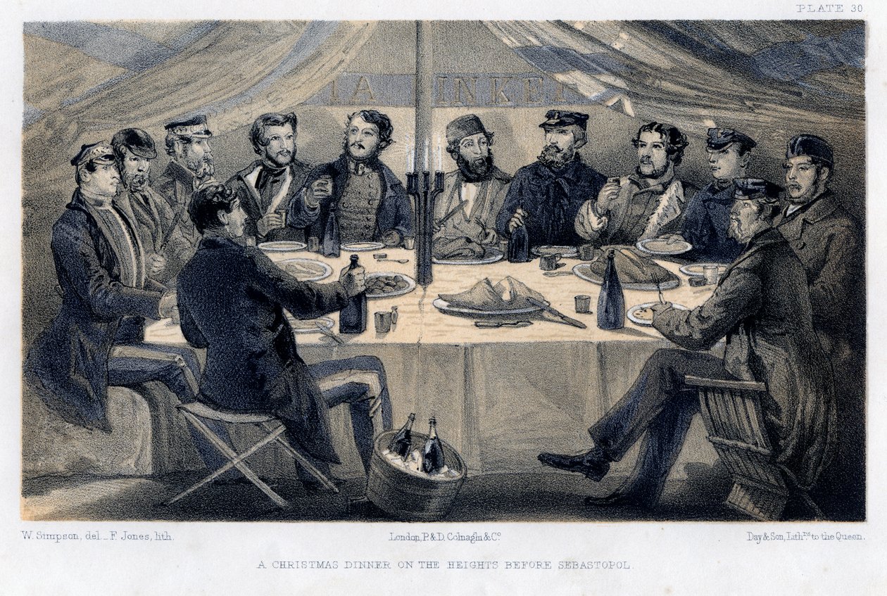 Vánoční večeře na výšinách před Sebastopolem, kolem roku 1850. od William Crimea Simpson