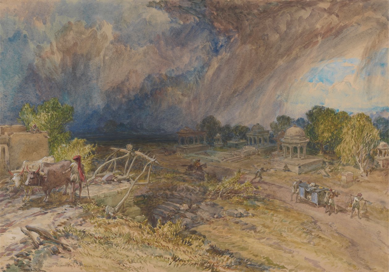 Dust Storm Coming On, poblíž Jeypore, Rajpootana od William Simpson
