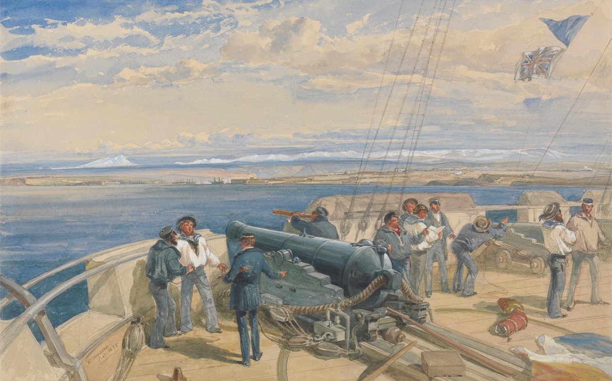 Sebastopol, Sketched From The Deck of H. M. S. Sidon, únor 1855 od William Simpson