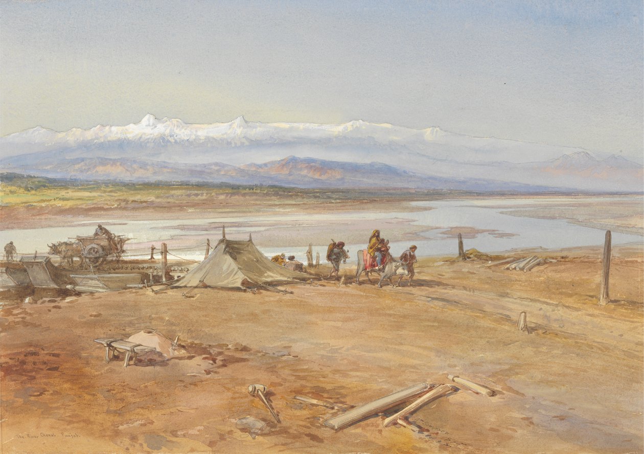Řeka Chenab, Paňdžáb od William Simpson