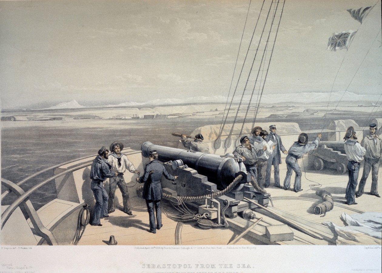 Pohled na Sevastopol od moře, 1855 od William Crimea Simpson