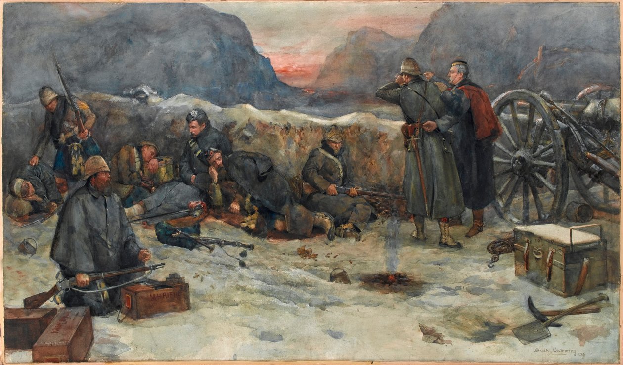 The Gordon Highlanders: Svítání v zákopech od William Skeoch Cumming