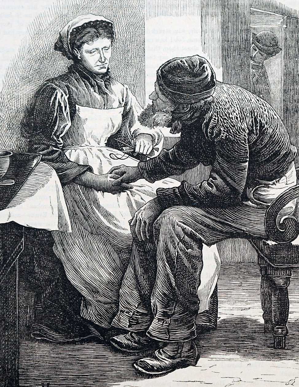 Starší pár. William Small (1843-1929), anglický ilustrátor. 1880 (rytina) od William Small