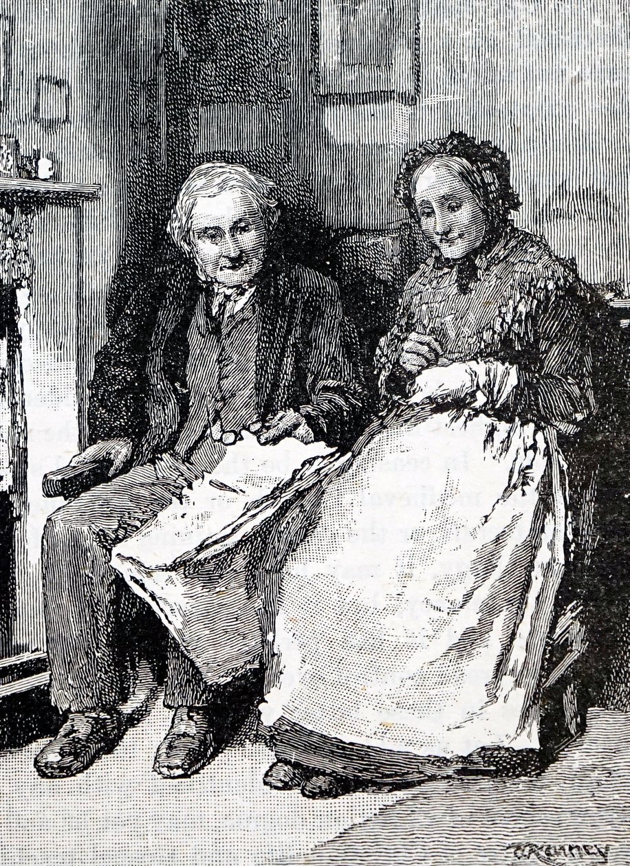 Starší pár. William Small (1843-1929), anglický ilustrátor. 1880 (rytina) od William Small