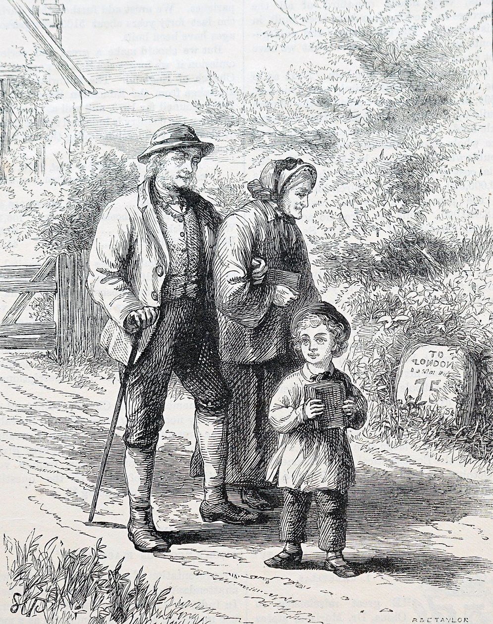 Starší pár a jejich vnouče. William Small (1843-1929), anglický ilustrátor. 1880 (rytina) od William Small