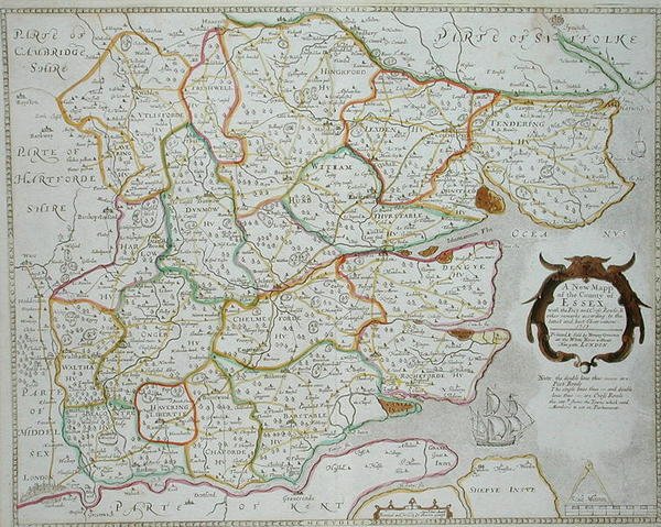 Nová mapa hrabství Essex, kterou vydal Henry Overton od William Smith