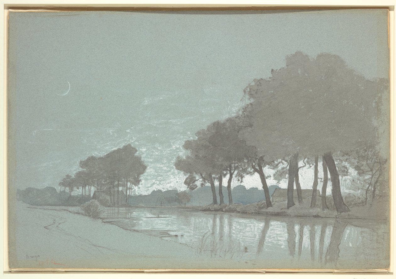 Scéna kanálu poblíž Brugg, Belgie od William Stanley Haseltine