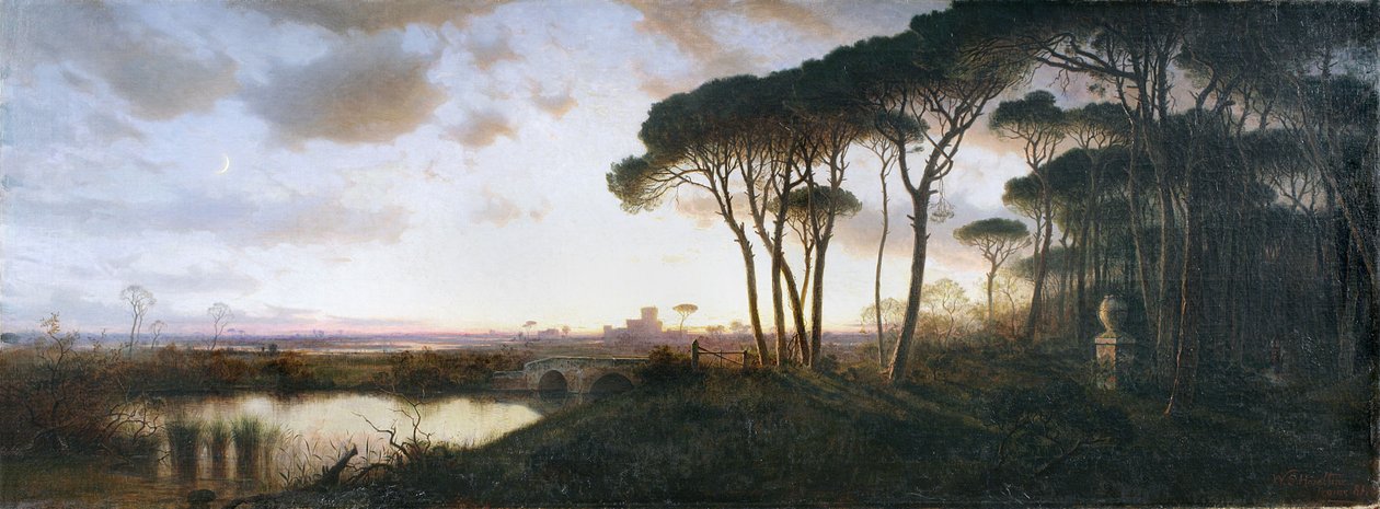 Hrad Ostia při pohledu z borového lesa Castel Fusano, 1881 od William Stanley Haseltine